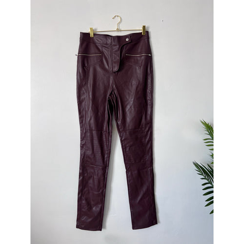 Wine/ brown Leather moto pants