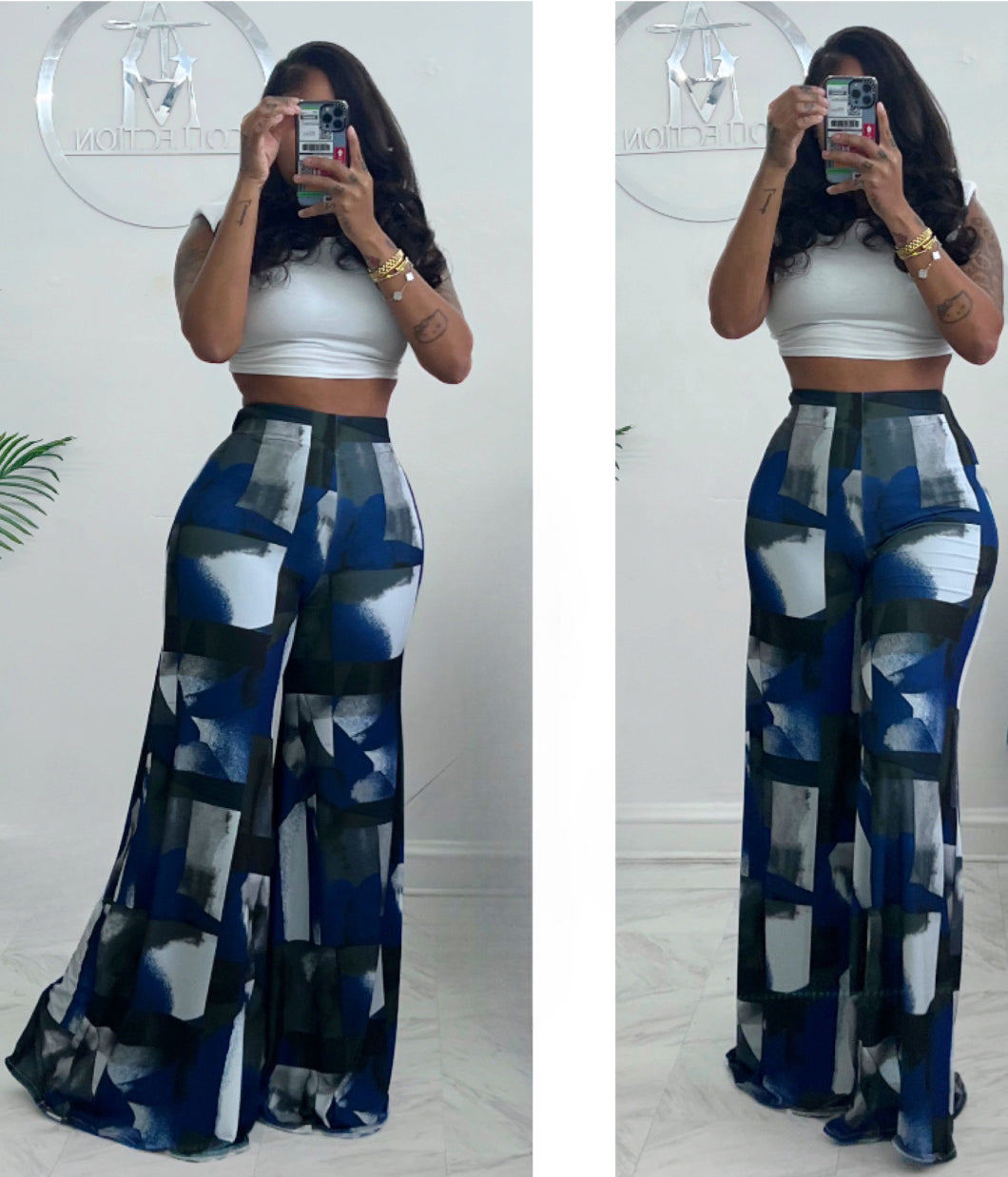 Blue Abstract  printed Alli pants and headband