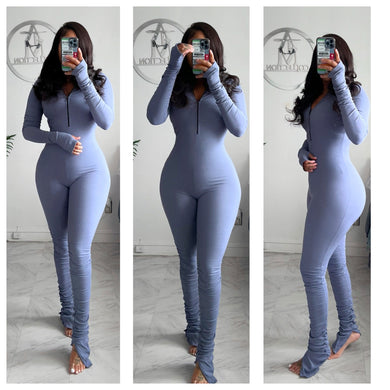 ‼️SHIPS IN 7 BUSINESS DAYS‼️Blue  ruched  jumpsuit